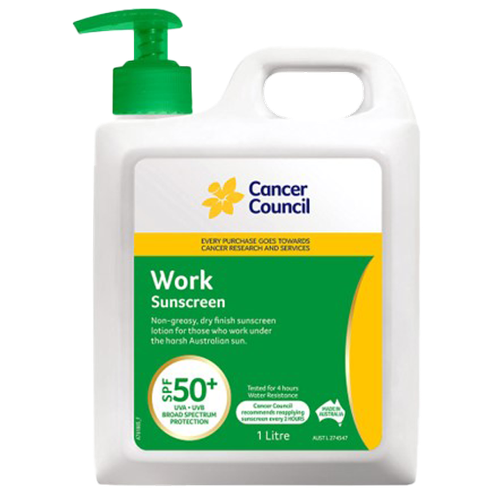Aero Healthcare CANCER COUNCIL SPF50+ Work Sunscreen Pump 1L