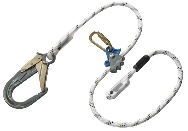 Skylotec Ergogrip SK16 16mm Sharp Edge Rated Pole Strap - 20mm Gate Triple Action Steel Karabiner On Ergogrip & 64mm Gate Aluminium & Steel Double Action Scaffold Hook On Rope End - 1.8m