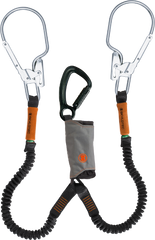 Skylotec Skysafe Pro Flex Y Twin Leg Elasticated 1.8m Shock Absorbing Lanyard - 22mm Gate Alloy Triple Action Karabiner & 2x 85mm Gate Steel Scaffold Hooks