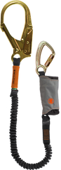 Skylotec Skysafe Pro Flex Single Leg Elasticated 1.8m Shock Absorbing Lanyard - 22mm Gate Steel Triple Action Karabiner & 60mm Gate Steel Scaffold Hook