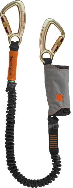 Skylotec Skysafe Pro Flex Single Leg Elasticated 1.8m Shock Absorbing Lanyard - 2x 22mm Gate Steel Triple Action Karabiner