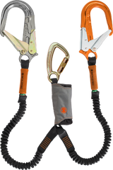 Skylotec Skysafe Pro Flex Y Twin Leg Elasticated 1.8m Shock Absorbing Lanyard - 22mm Gate Steel Triple Action Karabiner & 2x 60mm Gate Steel Alloy Scaffold Hooks