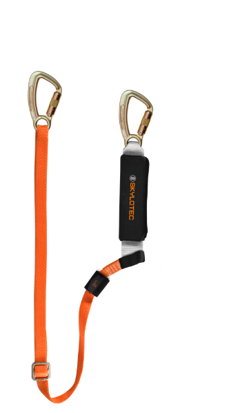 Skylotec BFD Adjustable I Single Leg Sharp Edge Rated 25mm Webbing Lanyard - 2x 22mm 16kN Gate Steel Triple Action Karabiner