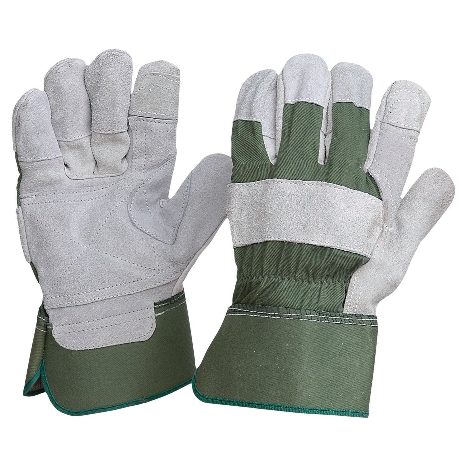 ProChoice Leather General Purpose Glove Green Cotton Back / Extra Reinforced Cowsplit Leather Palm & Fingers. Heavy Duty (R99KG)