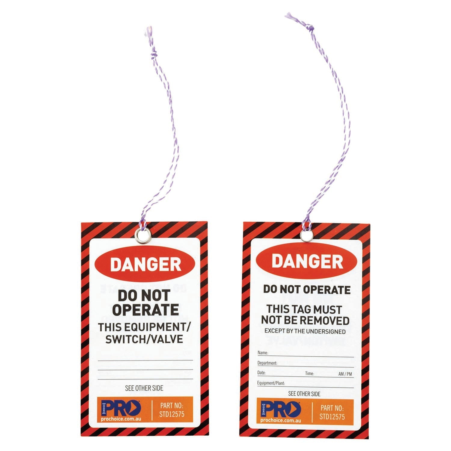 ProChoice "DANGER" Safety Tags. Pack of 100 125mm x 75mm (STD12575)