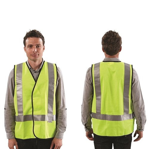 WORKIT Fluro Yellow H Back Safety Vest - Day/Night Use - Size 2XL