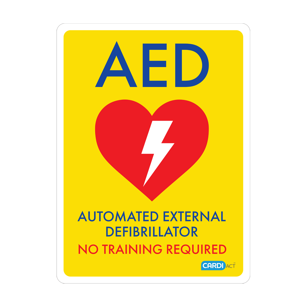 Aero Healthcare CARDIACT Yellow Poly AED Sign - No Training Required 22.5 x 30cm