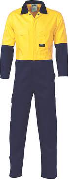 DNC HiVis 77R Cool-Breeze 2-Tone Cotton Coverall Yellow Navy