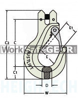 Austlift Sling Hook G80 Sling Hook c/w Safety Latch  7/8mm  WLL 2T (102908)