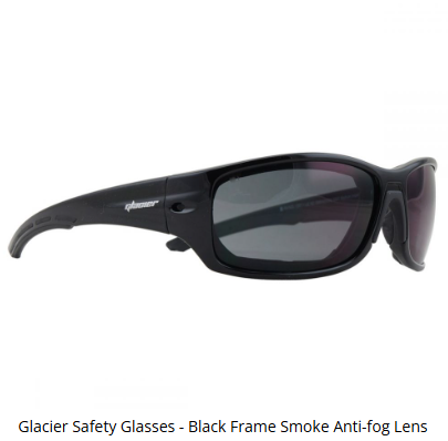 Jack Armour Glacier Safety Glasses - Black Frame Smoke Anti-fog Lens