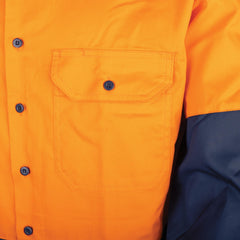 TRu Workwear Lightweight Vented Hi-Vis Drill Shirt (Orange/Navy)