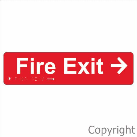 FIRE EXIT RIGHT ARROW 100x400mm Laminate & Braille