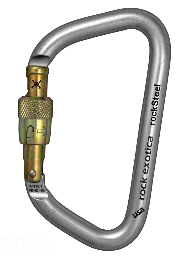 Rock Exotica rockSteel Screw-Lock Carabiner - Keylock - 45Kn