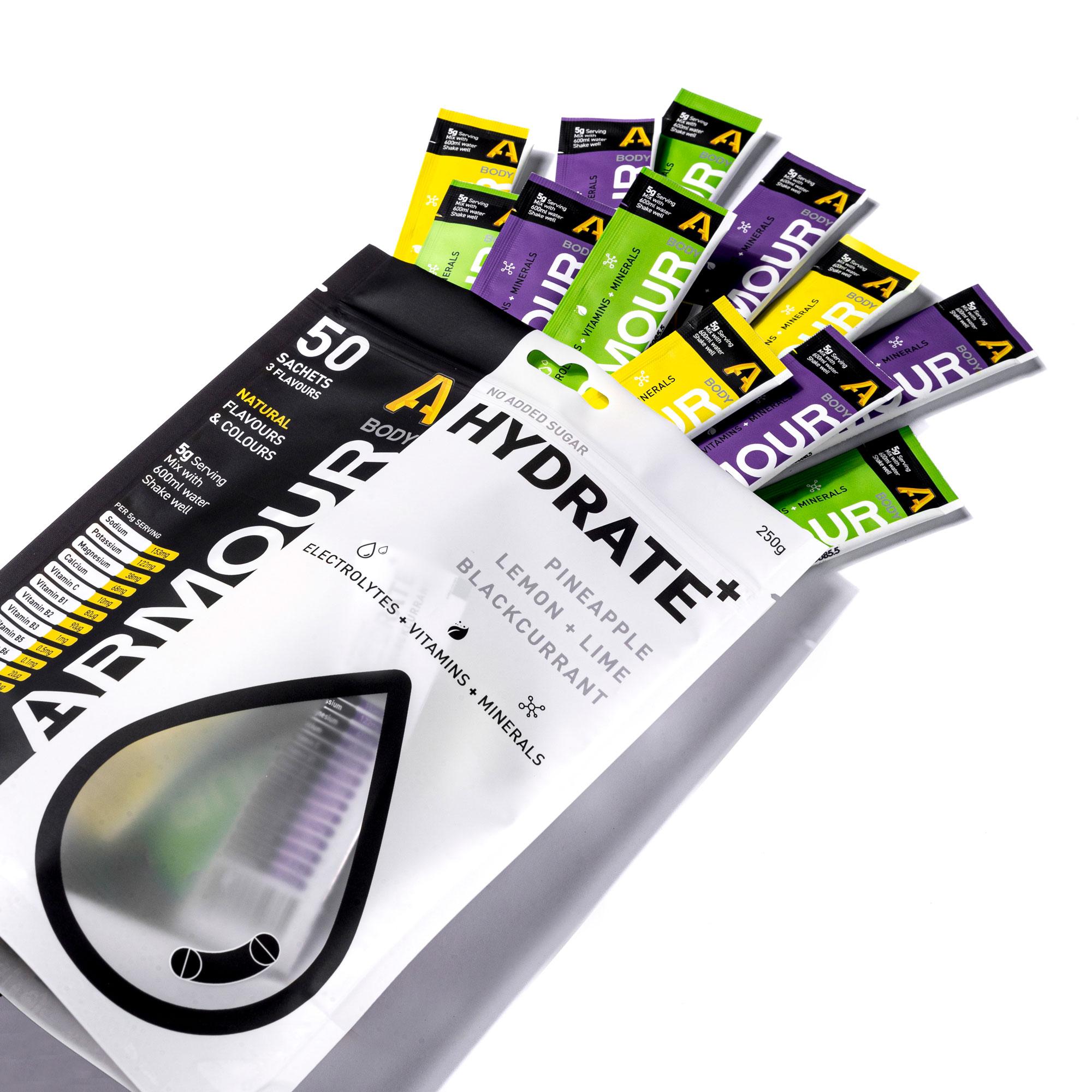 Body Armour Hydrate+ Hypotonic Sachets (Mixed Pack of 50)