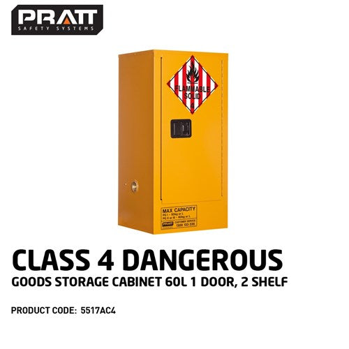 PRATT CLASS 4 DANGEROUS GOODS 60LTR CABINET. 1 DOOR, 2 SHELF (5517AC4)