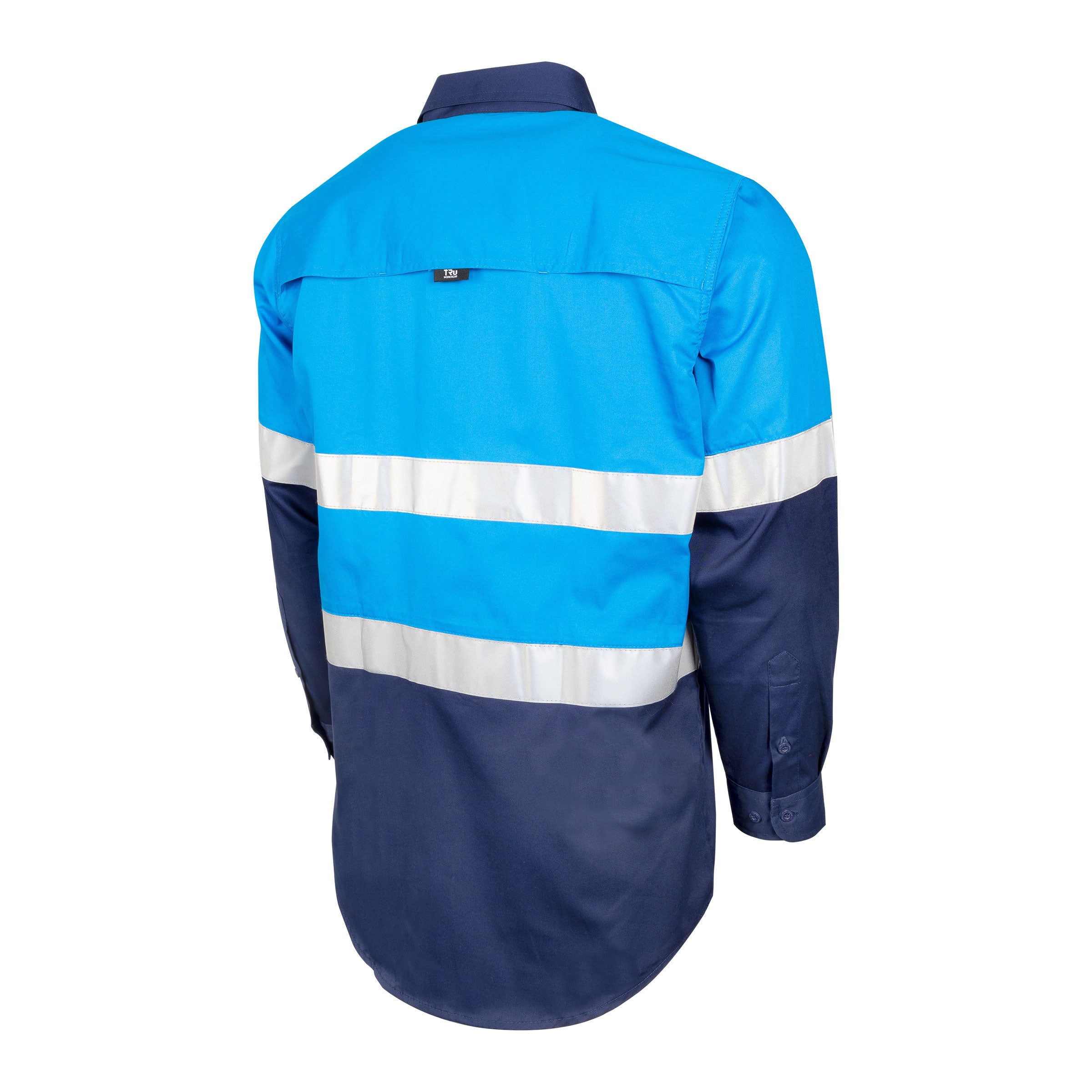 TRu Workwear Core Series Shirt 145gsm L/S 2 Tone Cotton Drill with Horizontal Cooling Vents and Tru HI Vis Ref. Tape in 2 Hoop Pattern