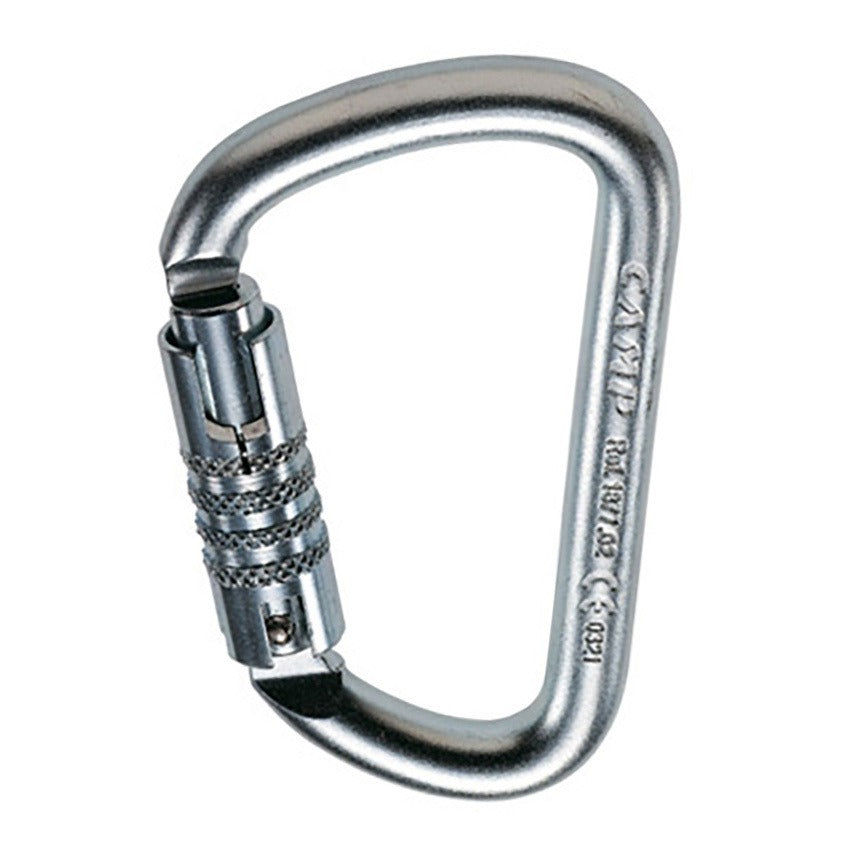 CAMP Steel HMS D 3 Lock Zinc Plated Tri Lock Steel D 53Kn