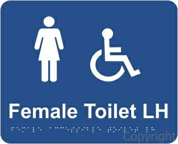 FEMALE ACCESSIBLE TOILET LH 195x240mm Laminate & Braille