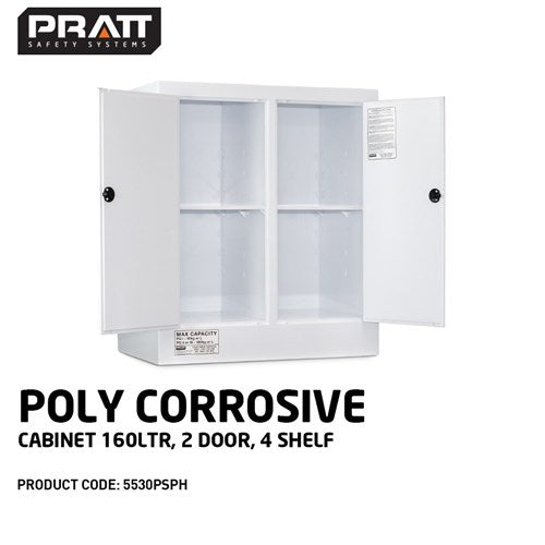 PRATT WHITE POLY CORROSIVE CABINET 160LTR. 2 DOOR, 4 SHELF (5530PSPH)