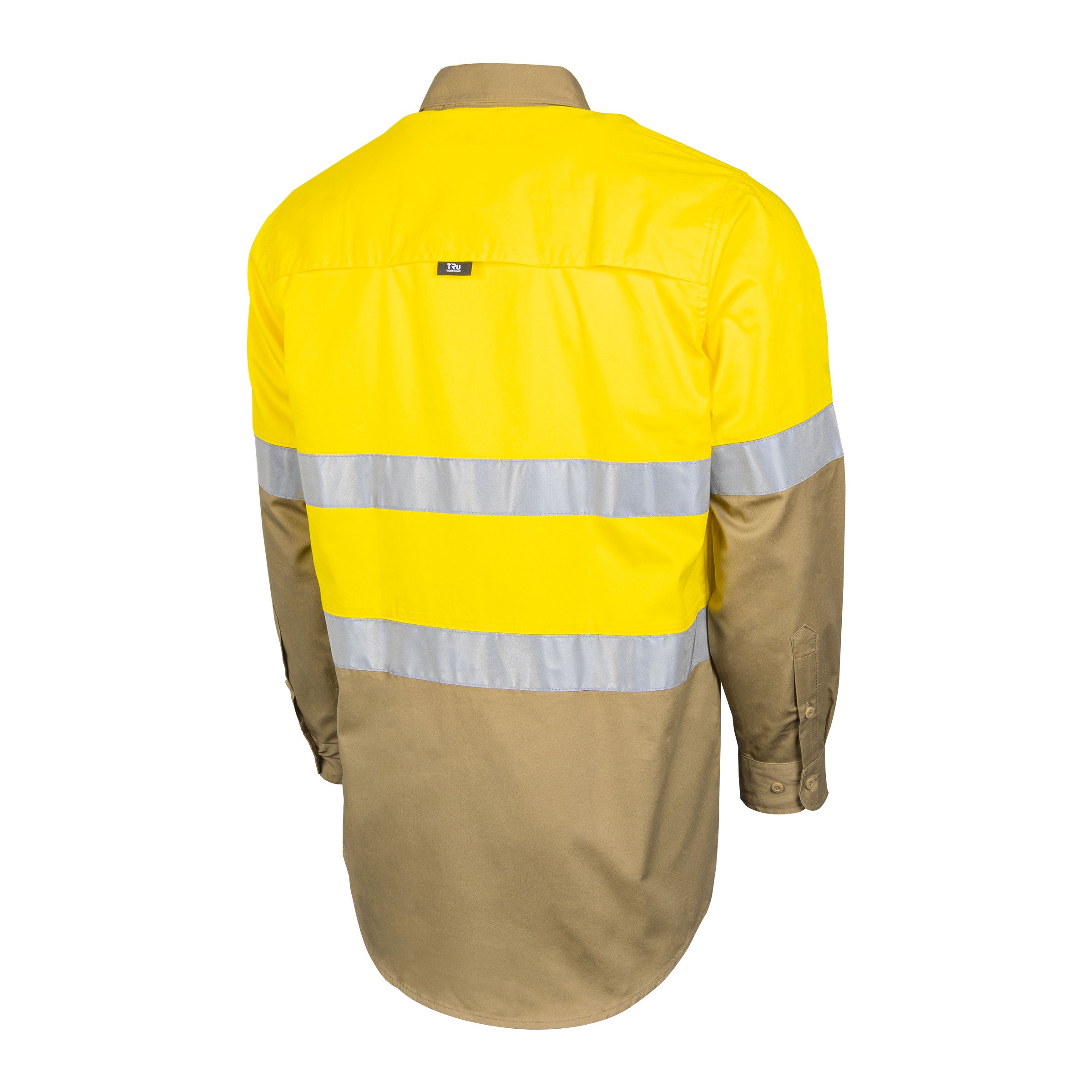 TRu Workwear Core Series Shirt 145gsm L/S 2 Tone Cotton Drill with Horizontal Cooling Vents and Tru HI Vis Ref. Tape in 2 Hoop Pattern