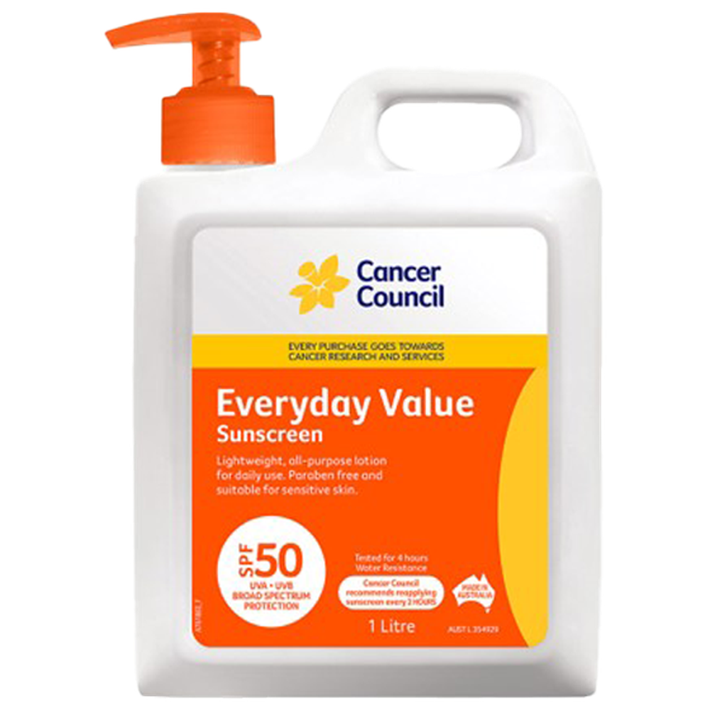 Aero Healthcare CANCER COUNCIL SPF50 Everyday Value Sunscreen Pump 1L (Each)