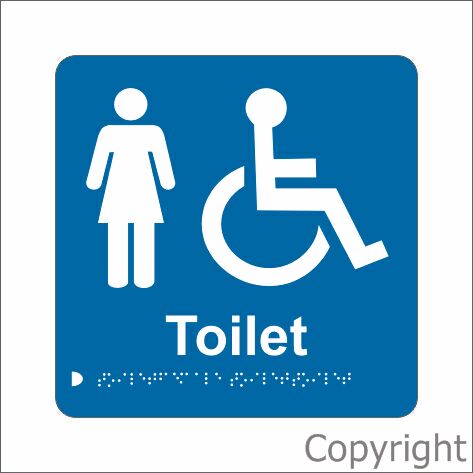 FEMALE ACCESSIBLE TOILET 180x180mm Laminate & Braille
