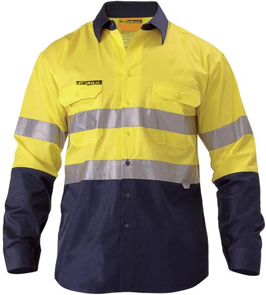 5-PACK - WSG Cool Flow Long Sleeve Shirt - XL / Yellow / Navy / Reflective