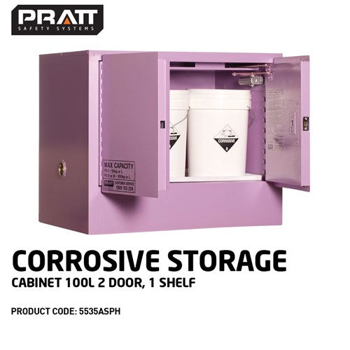 PRATT CORROSIVE CABINET 100LTR 2 DOOR, 1 SHELF (5535ASPH)
