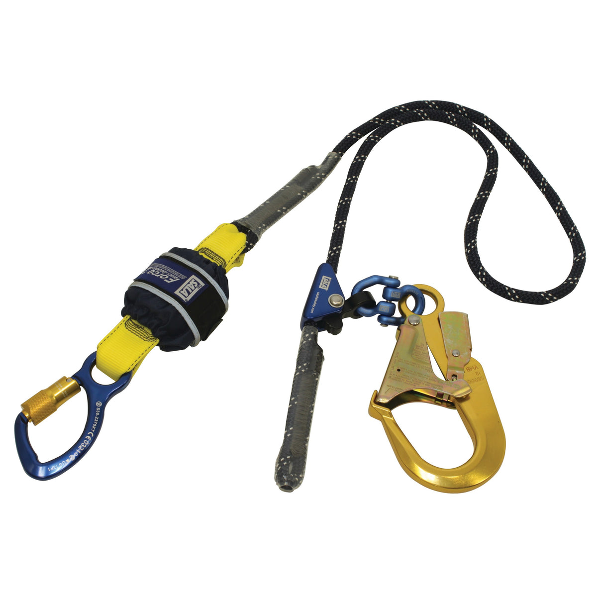 Force2 Shock Absorbing Lanyards Kernmantle Rope Single Tail Cut Resistant Adjustable 2.0m overall length (Z11206119CR)