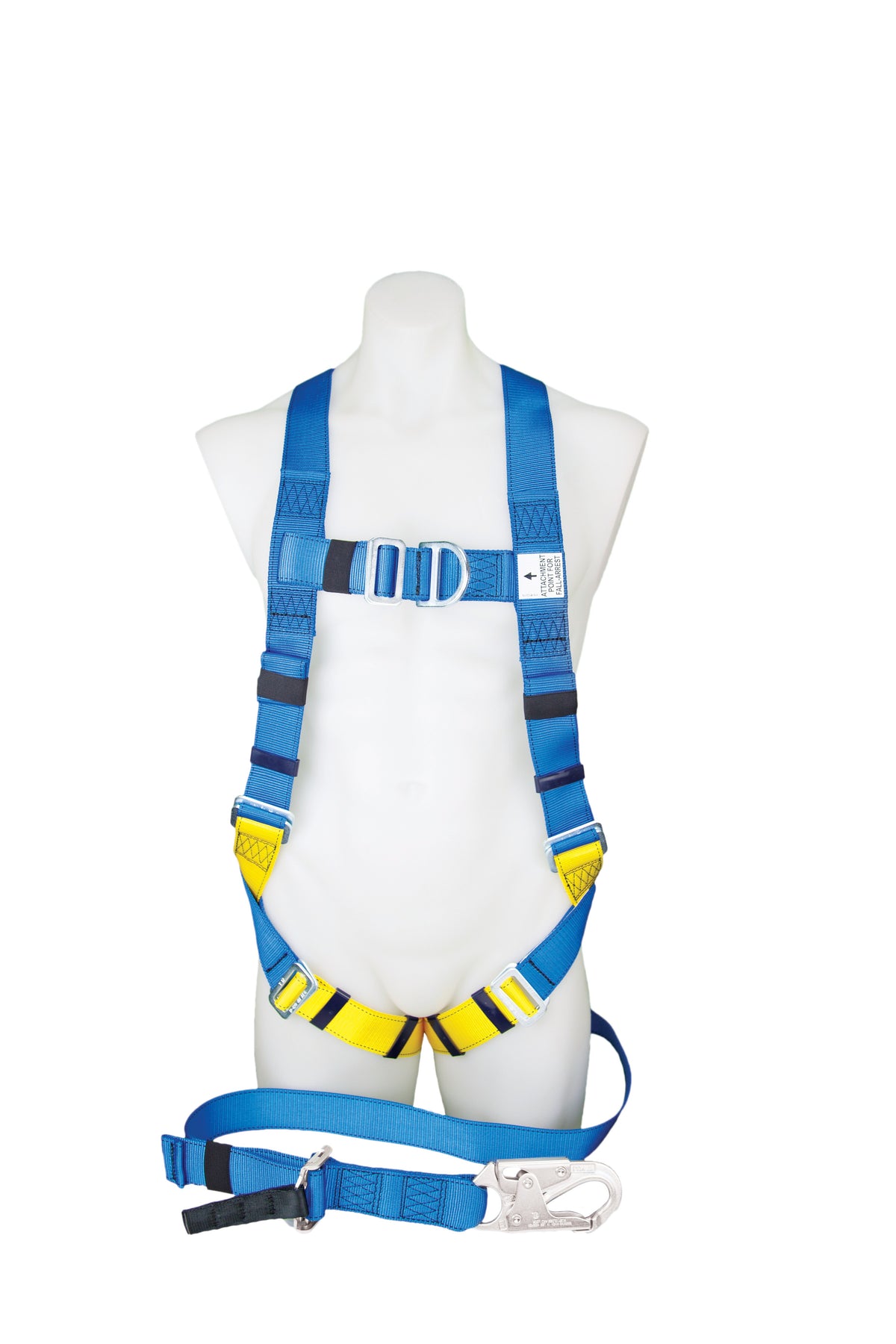 3M PROTECTA FIRST Industrial Harness with Lanyard and Snap Hook 1390063A, Blue and Yellow, Medium, 1 EA/Case