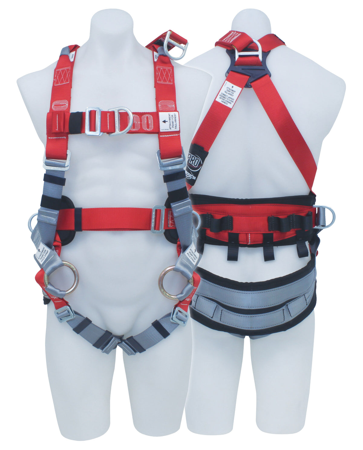 3M PROTECTA PRO Tower Workers Harness AB129-2M, Red and Grey, Large, 1 EA/Case