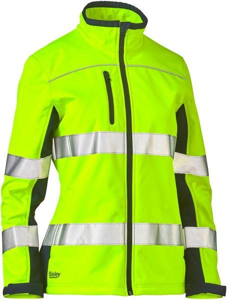 Bisley Women's Taped Two Tone Hi Vis Soft Shell Jacket