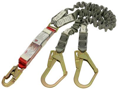 3M PROTECTA  Shock Absorbing Elasticated Webbing Lanyard - Double Tail AE529EY/5A (AE529EY/5AU)