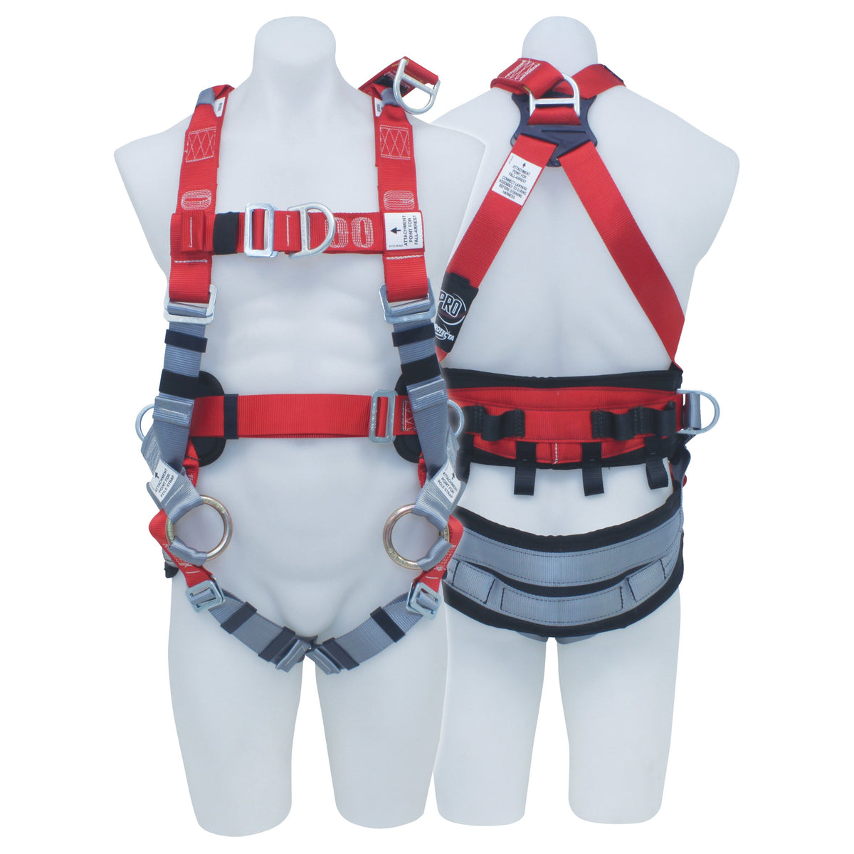 3M PROTECTA PRO Tower Workers Harness AB129-2XL, Red and Grey, Large, 1 EA/Case