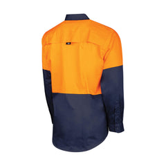 TRu Workwear Lightweight Vented Hi-Vis Drill Shirt (Orange/Navy)