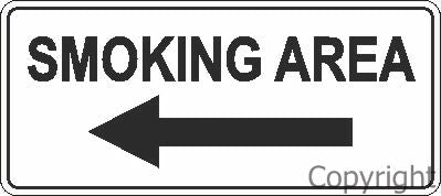 SMOKING AREA LEFT ARROW 200x450mm Poly