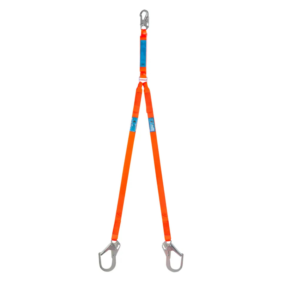 SpanSet ERGO Web Fixed - Twin Energy Absorbing Lanyard with Double Action Scaffolding Hooks