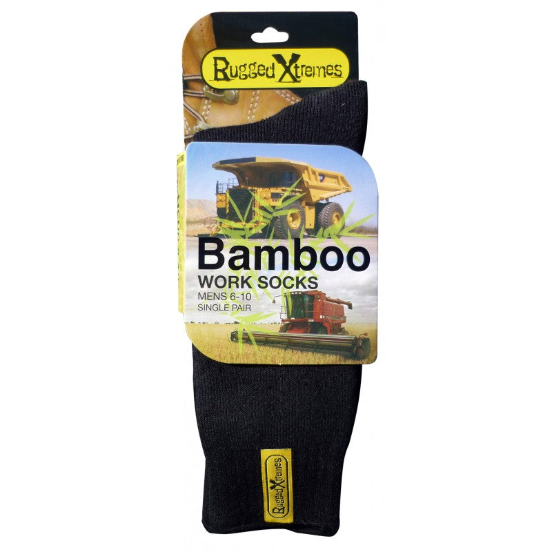 Size 6-10 Rugged Xtremes Bamboo Socks Single Pair (RX04B001BK)