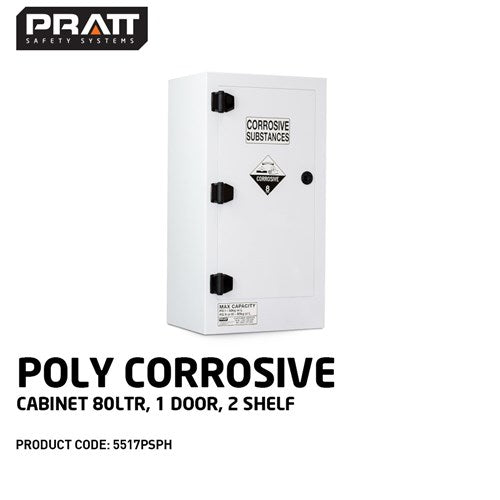 PRATT WHITE POLY CORROSIVE CABINET 60LTR. 1 DOOR, 2 SHELF (5517PSPH)