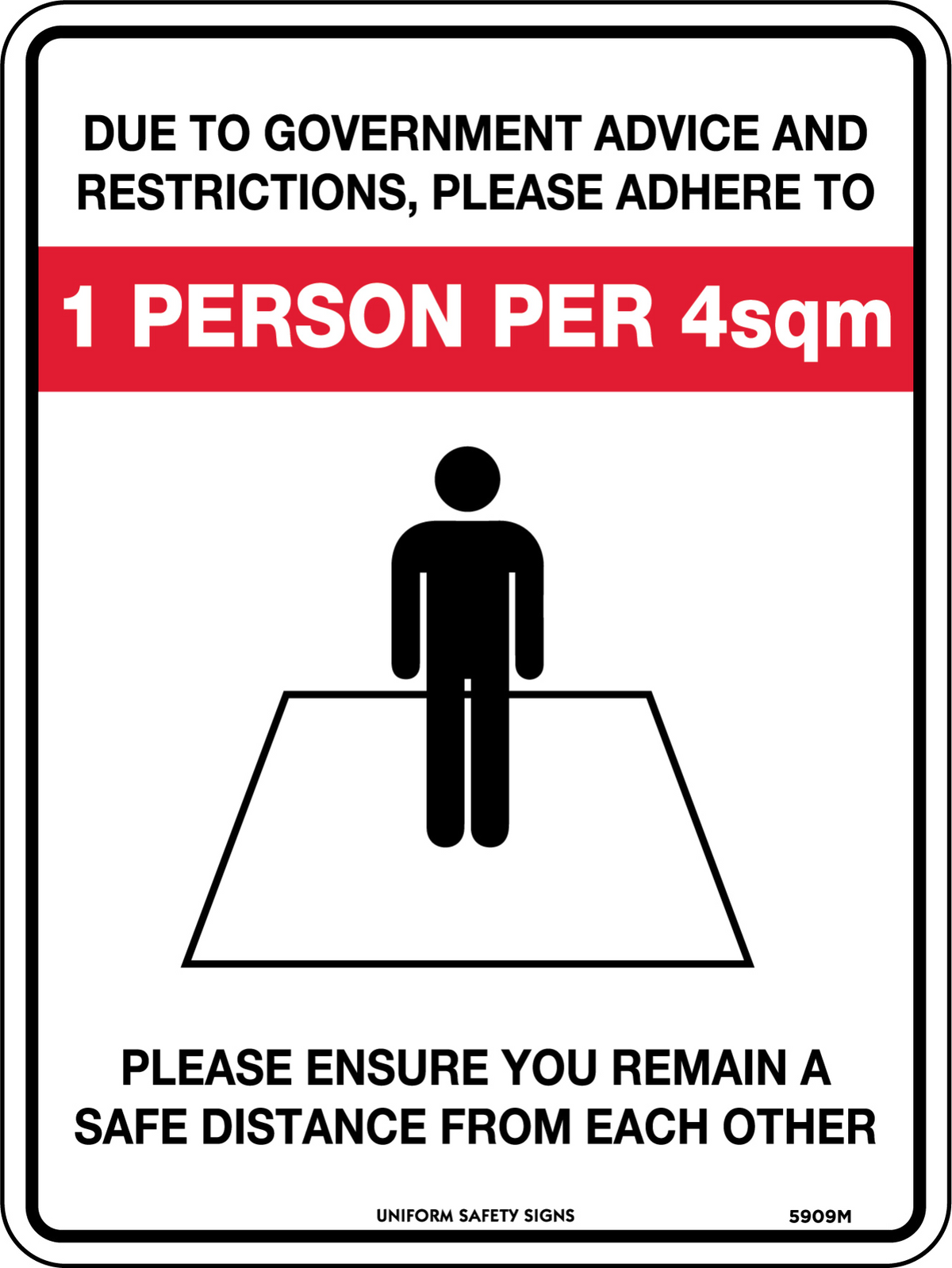 Please Adhere To Social Distancing Sign 300x255mm Poly (5909MP)