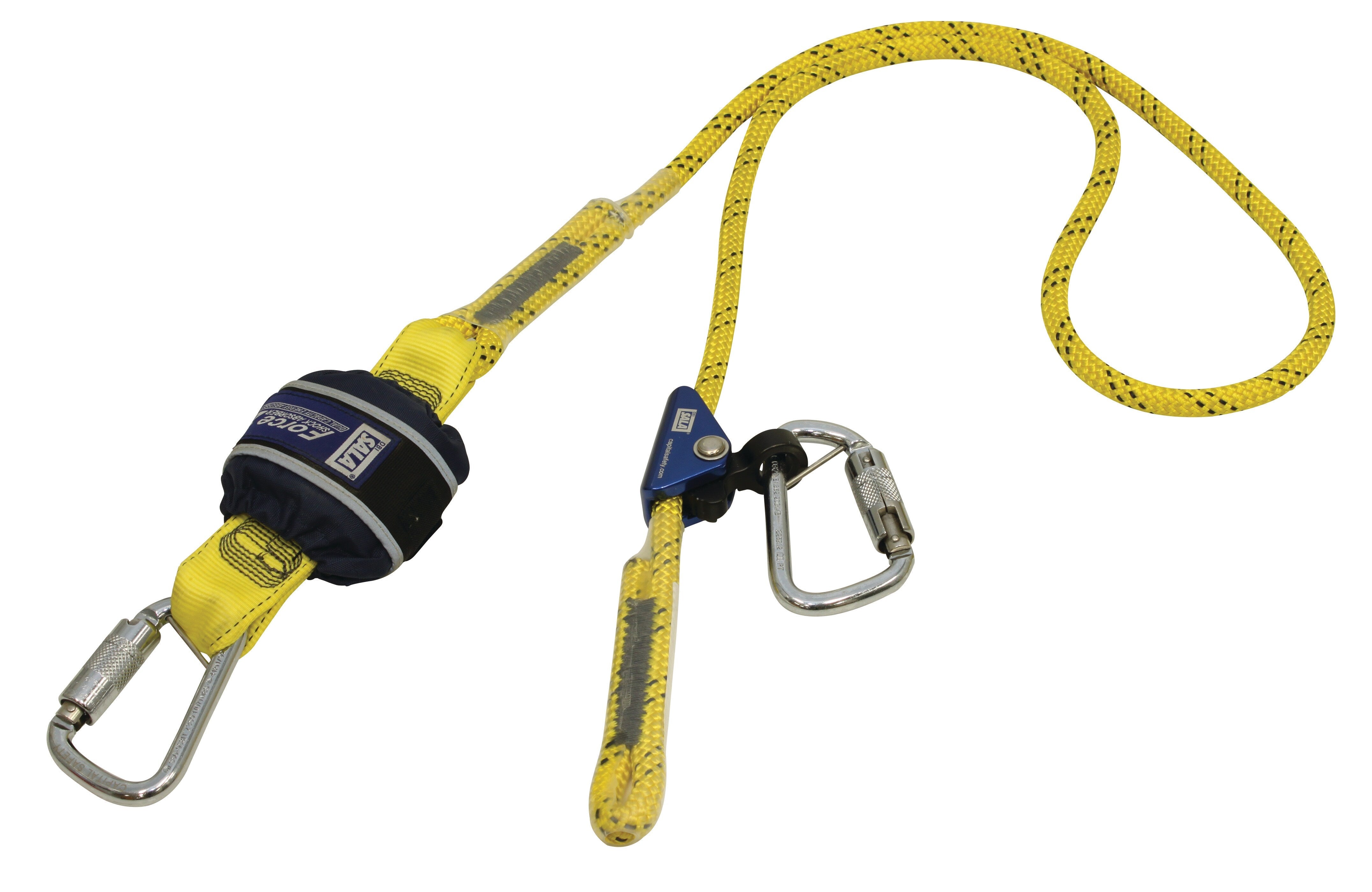 Force2 Shock Absorbing Lanyards Kernmantle Rope Single Tail Adjustable 2.0m overall length - alt (Z11204545R)