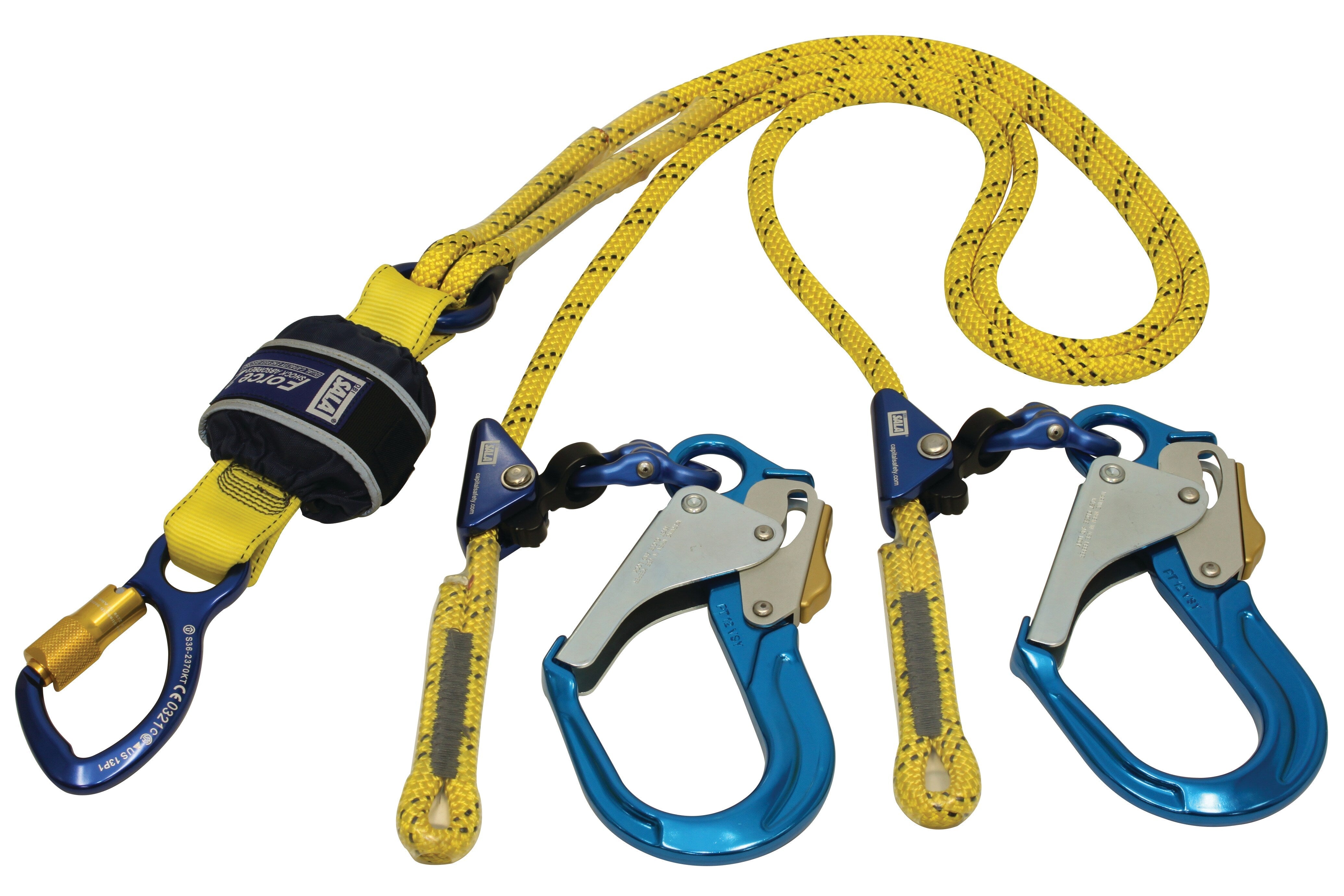 Force2 Shock Absorbing Lanyards Kernmantle Rope Double Tail Adjustable 2.0m overall length alt (LanCS Z13206129R)