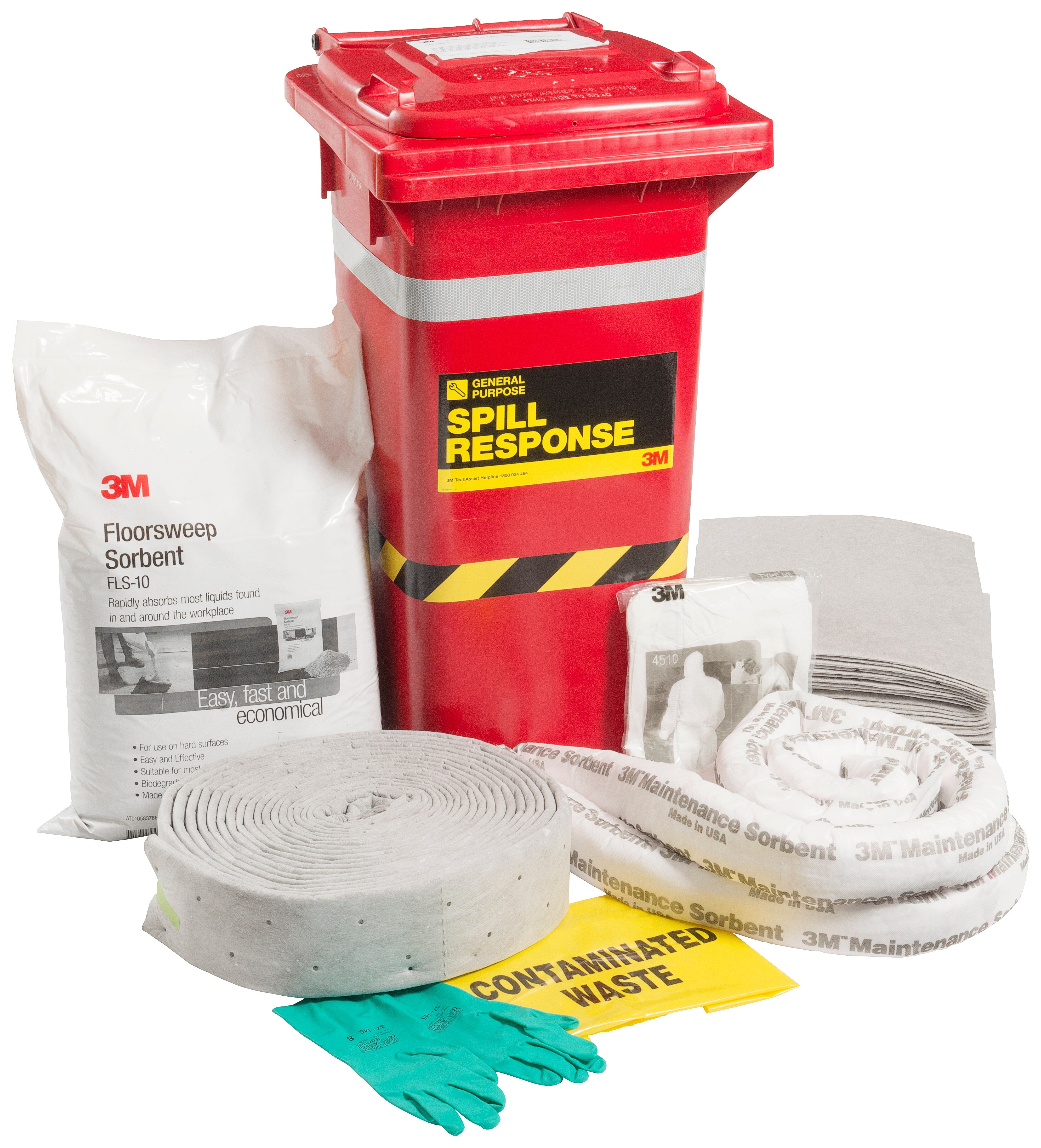 3M General Purpose Sorbent Spill Kit Wheelie Bin - 130L (MSRK-130)