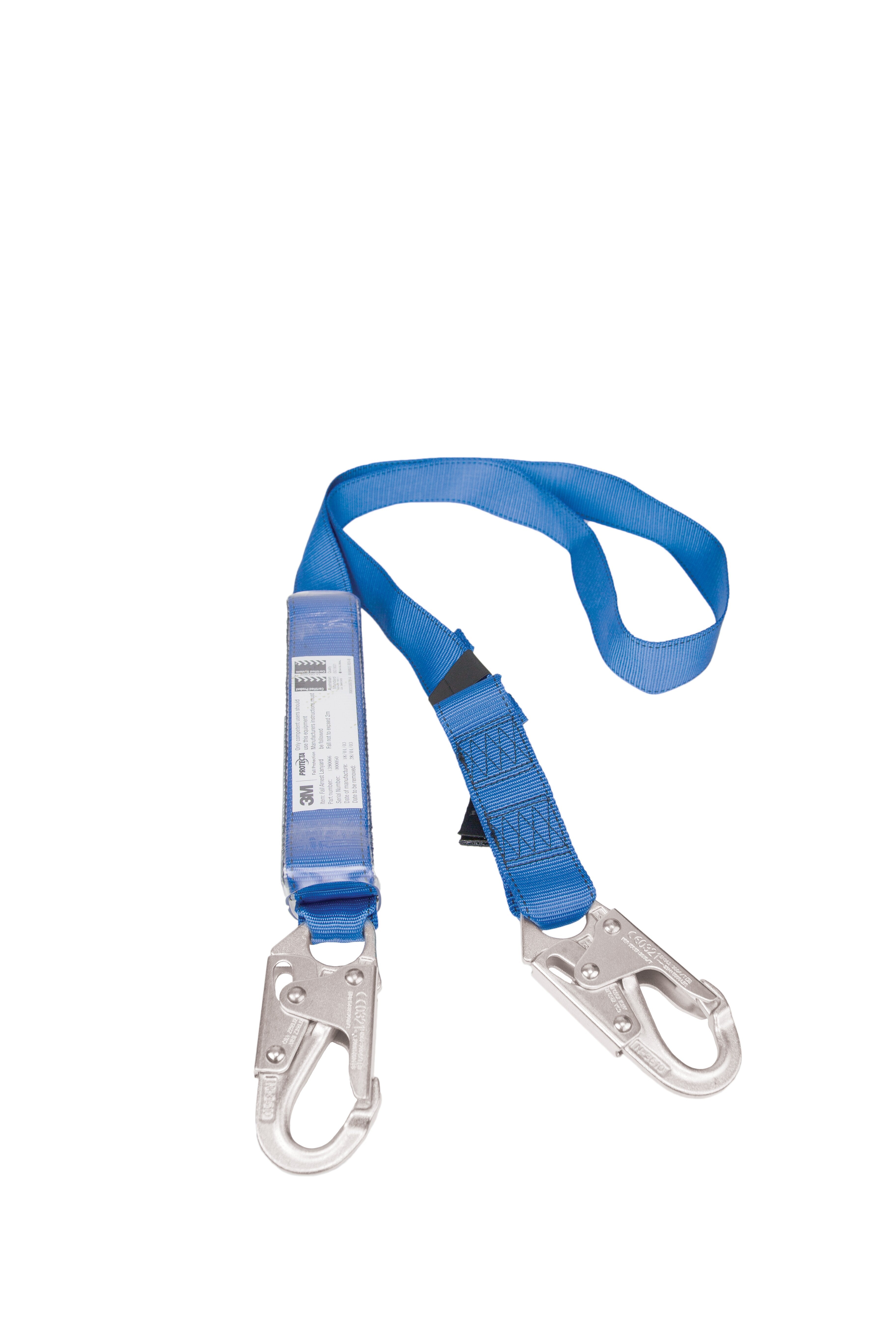 3M PROTECTA FIRST Shock Absorbing Lanyard - Single Tail 1390066A, Blue and Yellow, 2.0 m, 1 EA/Case