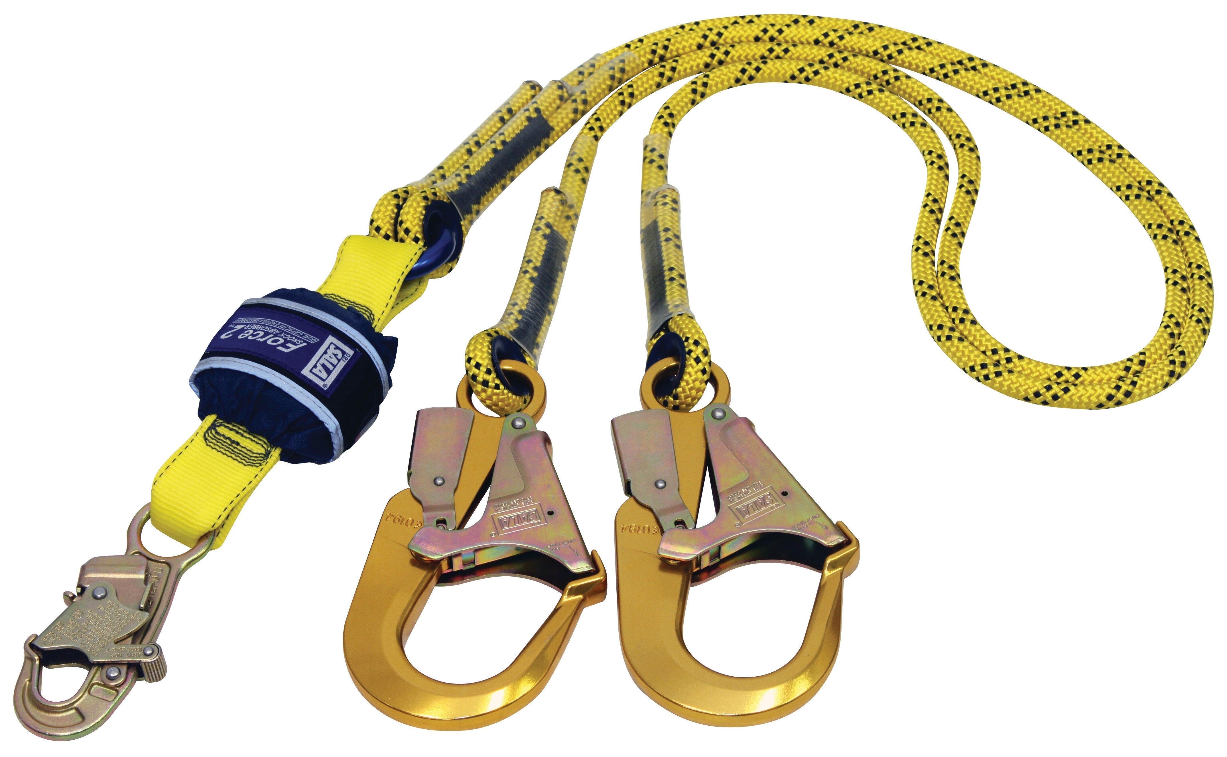 Force2 Shock Absorbing Lanyards Kernmantle Rope Double Tail 2.0m overall length (Z12200919R)
