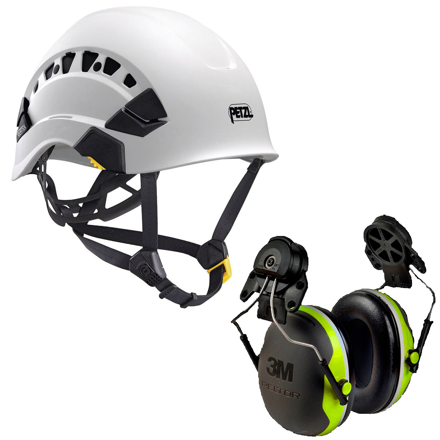 Buy Petzl VERTEX VENT WHITE Helmet (A010CA00) Plus 3M X4P3G/E Earmuffs  online. Height Safety stockist in Australia.