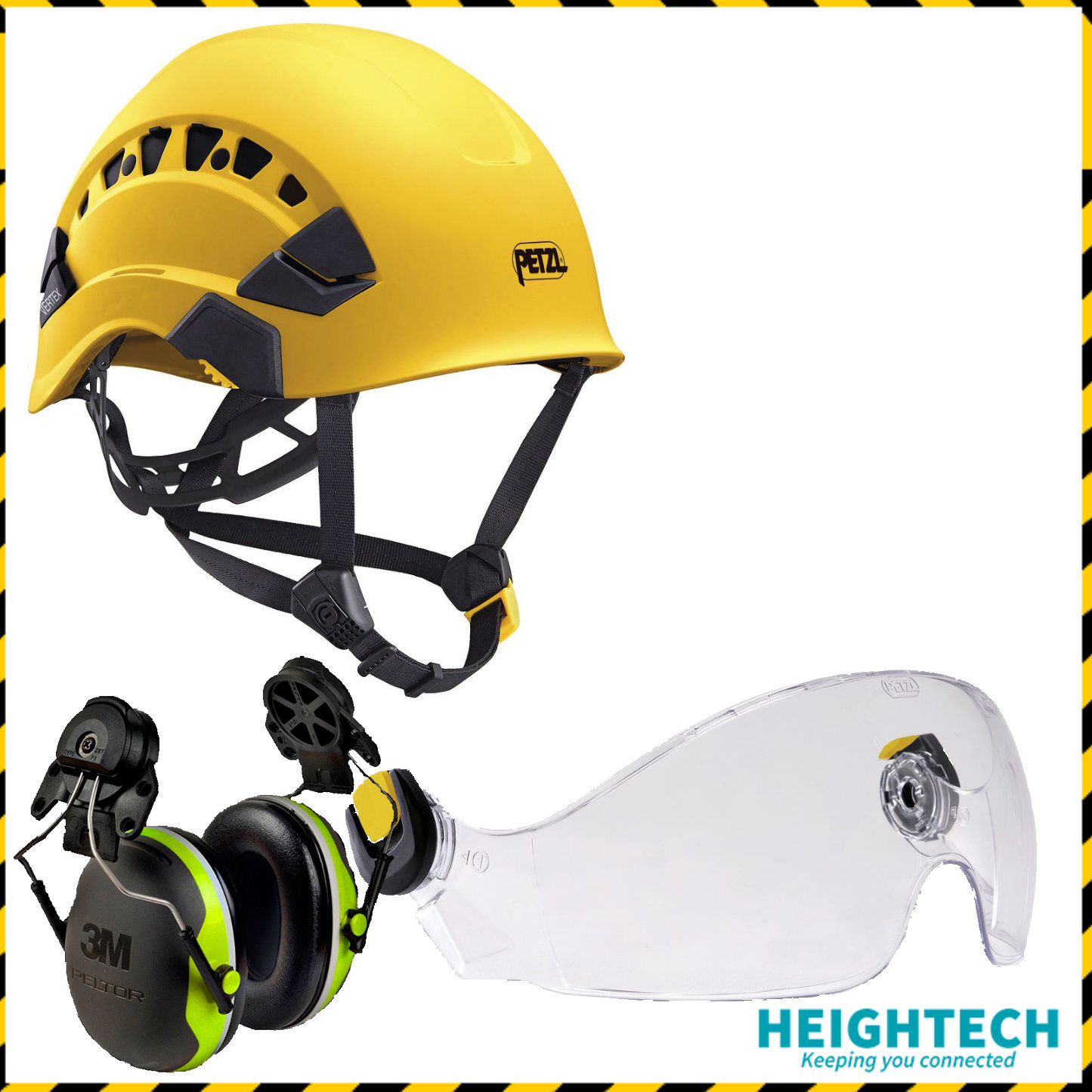 Buy Petzl Vertex Vent with Clear visor  Earmuffs in Yellow online. Height  Safety stockist in Australia.