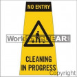(MCS4) MISC CONE SIGN NO ENTRY CLEANING IN 200x380mm Poly .6mm + Velcro