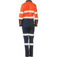 Bisley Womens Taped Hi Vis Cotton Drill Coverall Orange/Navy