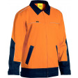 Bisley 2 Tone Hi Vis Liquid Repellent Cotton Drill Jacket Orange/Navy